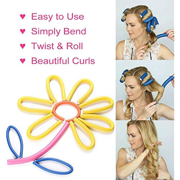 blooming 10 Pcs Hair Curlers Roll Stick Soft Sponge Hair Curling Roller Flex Silicone Magic Air Foam Roller Bendy Rod Hair Styling Tools (red) - Image 4